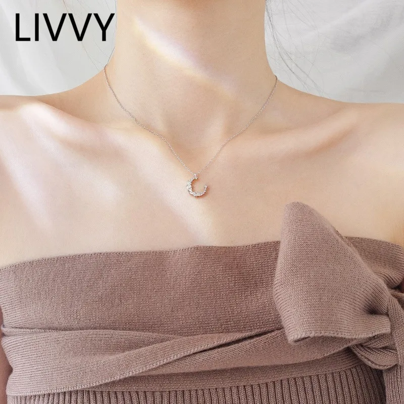 Ожерелье серебряного цвета с подвеской в виде Луны | Украшения и аксессуары