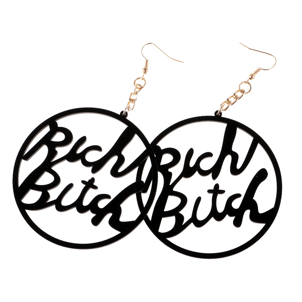 Fashion Oversized Punk Rich Bitch Earrings Hip-hop Club Big Long Earrings
