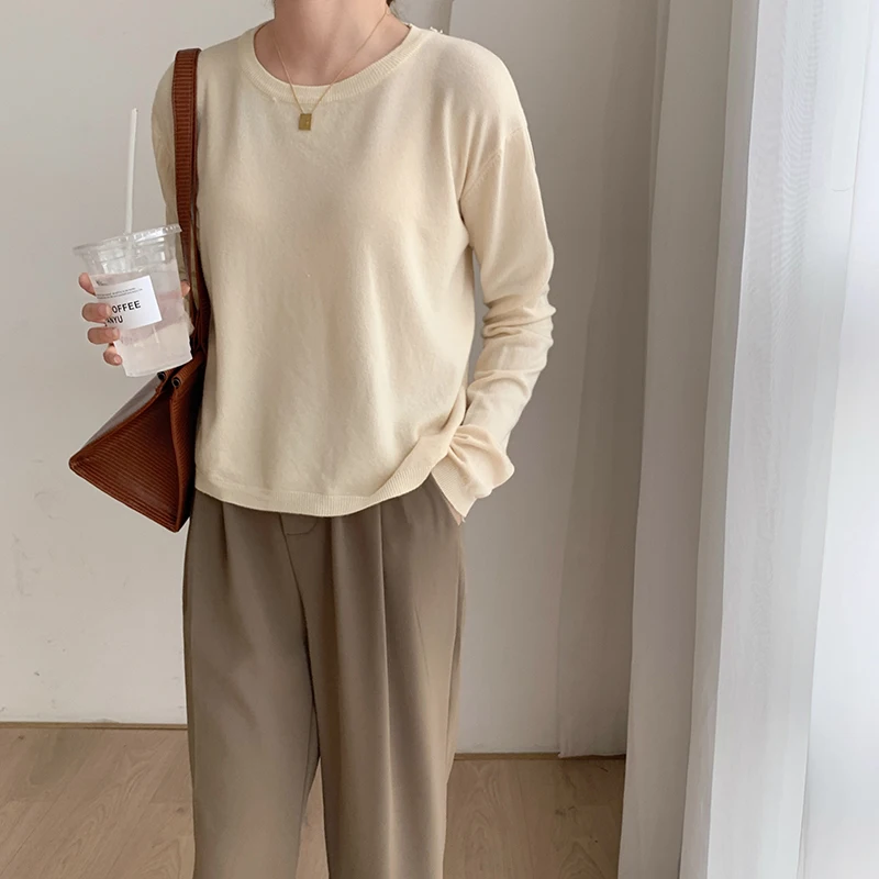 

Korean loose sweater women's clothing 2020 spring and autumn new o-neck long sleeve soft glutinous sweater 20154