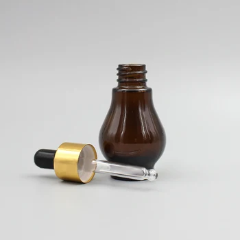 

Empty 10ml Amber Single Gourd Shape Container With Gold/Silver/Black Dropper,Mini Dropper Bottle Luxury