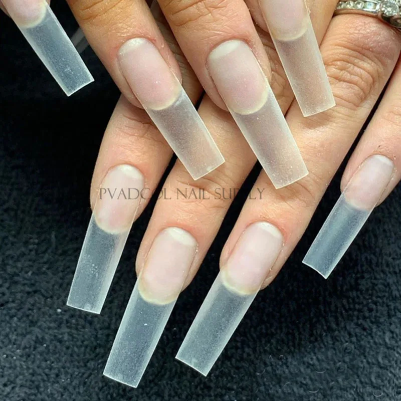 Pre Pinched C Curve False Nail Art Tips Clear Half Cover Fake Nails Straight Square French 500pcs/bag