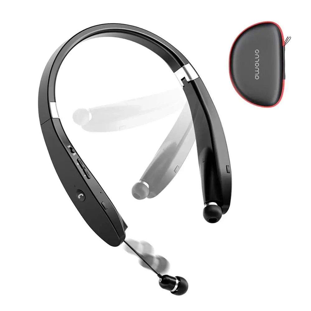 Black Amorno наушники с шейным ремешком, беспроводные наушники Fone Bluetooth с микрофоном, наушники TWS, наушники с шумоподавлением, гарнитура - Цвет: Black