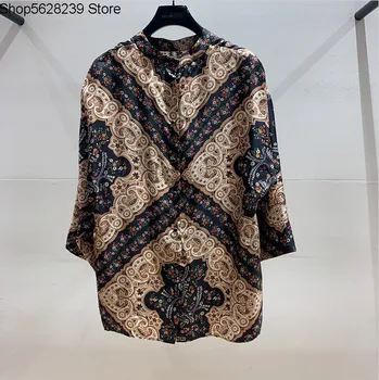 

French Elegant 2020 Printing Flower Long Sleeve Women's Wear Shirt 190582