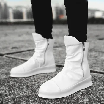 

Hip Hop Fashion Autumn Winter Men Chelsea Boots Slip-On Dress Shoes Dancing Footwear Platform High Top Sneakers Martin Boots