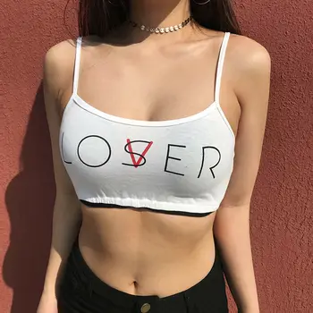 

Women Strappy Cotton Letter Print Tank Tops Vest Summer Sexy Short Crop Tops Camis Tees Tops Ladies