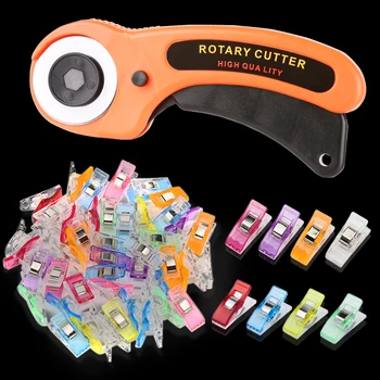 

MIUSIE 45mm Fabric Rotary Cutter Circular Blade DIY Patchwork Sewing Quilting with 50 Pcs Sewing Clips Leather Cutting Tool