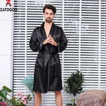 Mens Robe Lightweight Bathrobe Long Sleeve Silk Nightgown Thin Sleepwear Plus Size Sleepwear Black Mens Robe Lightweight Bathrobe Long Sleeve Silk Nightgown Thin Sleepwear Plus Size Sleepwear Black