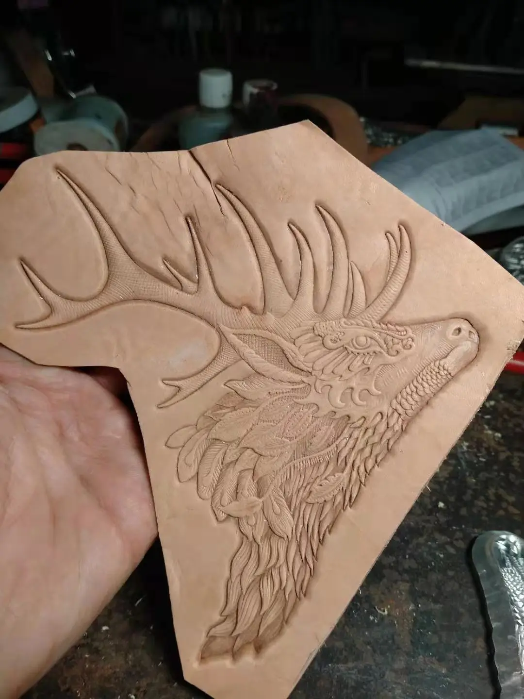 DIY leather craft deer head bag emboss mold 2size