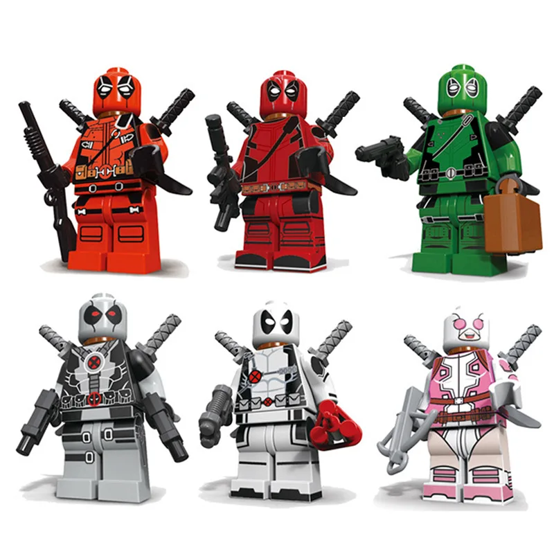 

6pcs superhero marvel avengers Deadpool x-men building blocks action sets model bricks toys for children