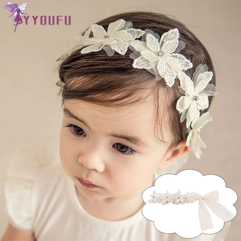 white flower headband baby