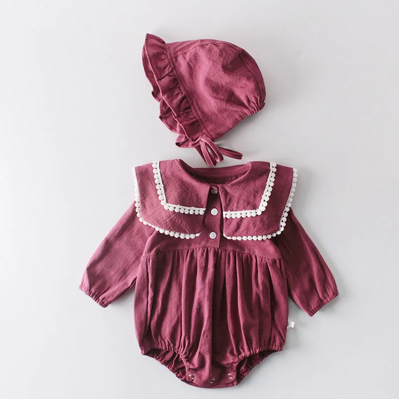92065 Dark Red Комбинезон для новорожденных девочек; Комбинезон для маленьких девочек; вязаный свитер смешанного цвета с длинными рукавами для девочек; Детский комбинезон; осенняя одежда для детей - Цвет: 92065 Dark Red