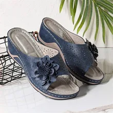 Wedges Slip-on PU Black Fashion Womens Platform Sandals Shoes for Women Sandalilas Sandles Woman Flat Shoes Summer Casual 2021