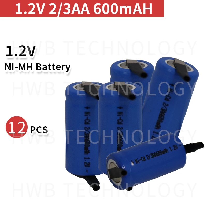 12 шт./лот AA Ni Cd 1 2 в 2/3AA 600 мАч перезаряжаемая батарея NiCd зарядные батареи синий