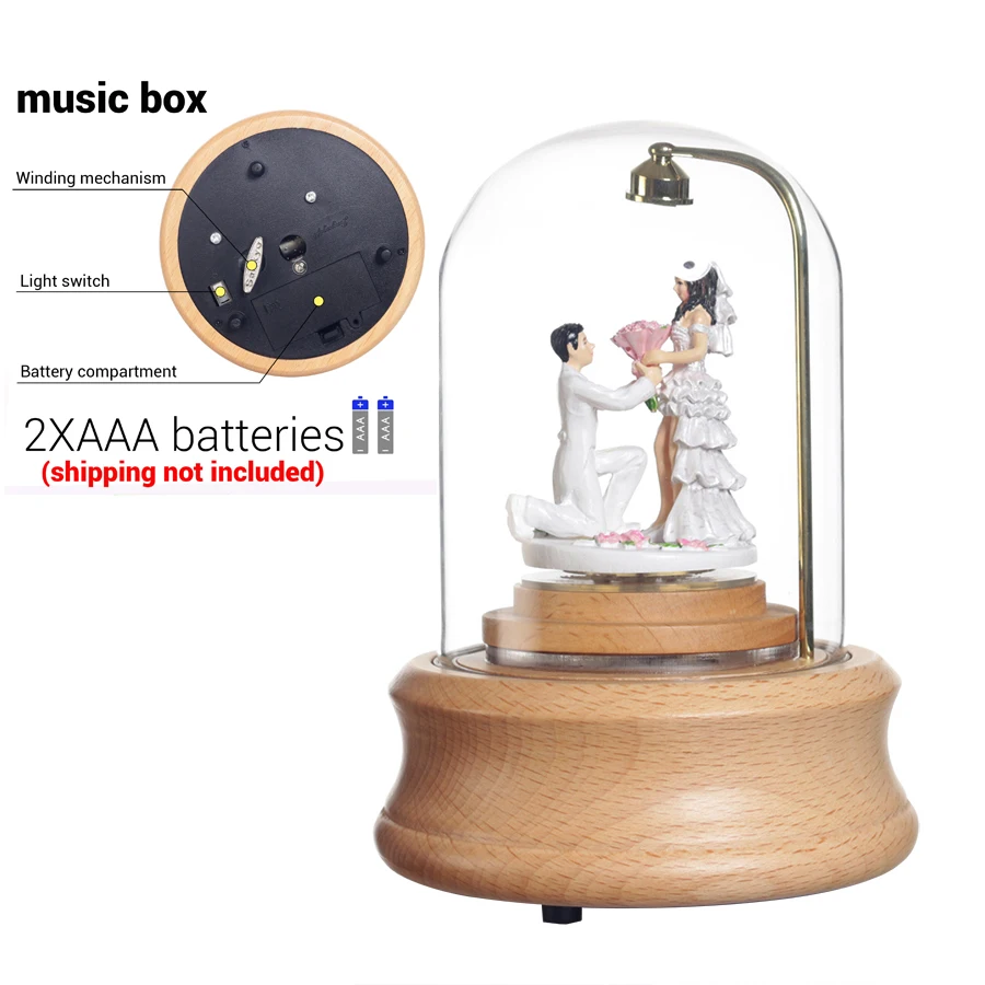 Lovers Music Box Bluetooth карусель романтичная музыкальная шкатулка пары твердые деревянные музыкальные шкатулки со светодиодной подсветкой Рождество День Святого Валентина подарок на помолвку - Цвет: Lovers Music Box