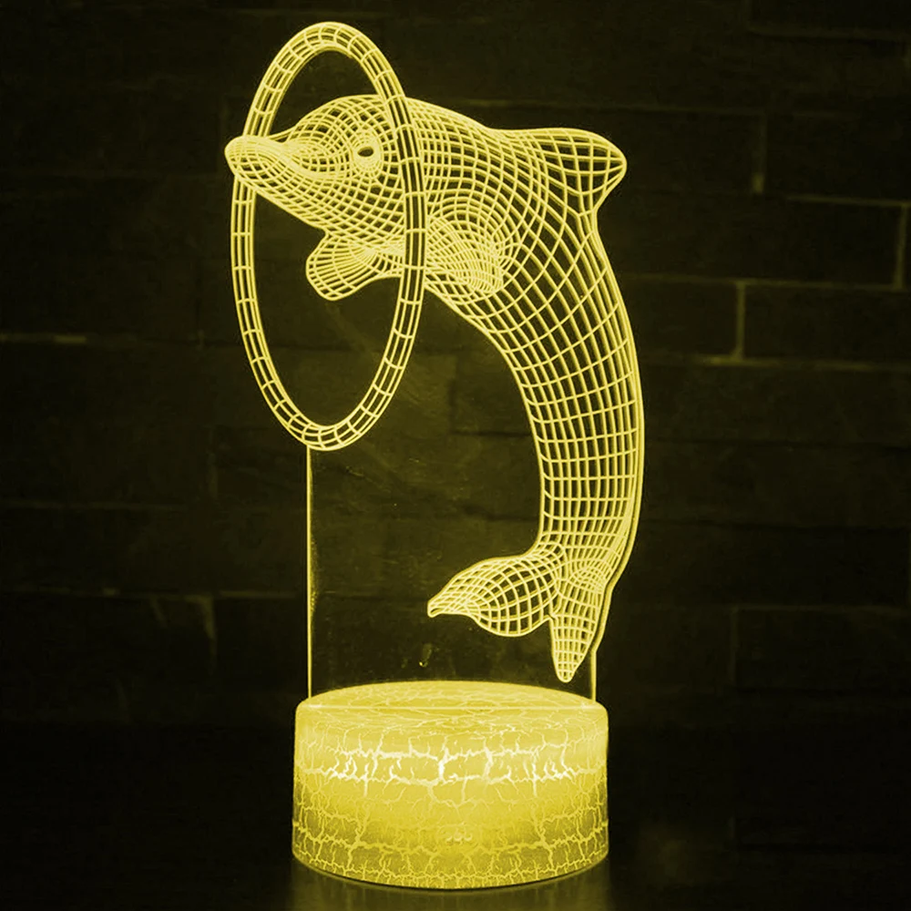  Remote/Touch Control 3D LED Night Light Fashion Dolphin Pattern Color Change LED Table Lamp Kids Xm - 4000144938286