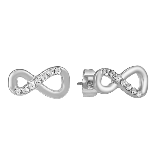 Offer 29 Styles  Infinity Stud Earring Clear CZ Fit Brand Earrings for Women Wedding Jewelry Dropshipping