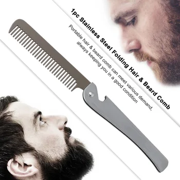 

Stainless Steel Hair Beard Comb Professional Dressing Mustache Metal Comb Anti-static Facial Hair Brush