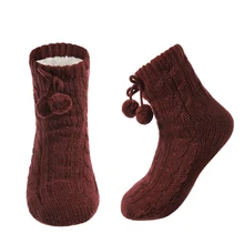 

fuzzy socks Womens Sock Comfy Floor Winter Sleeping Soft Female Plush Non Slip Grip Silicone Fur Ball Short Slippers Sock