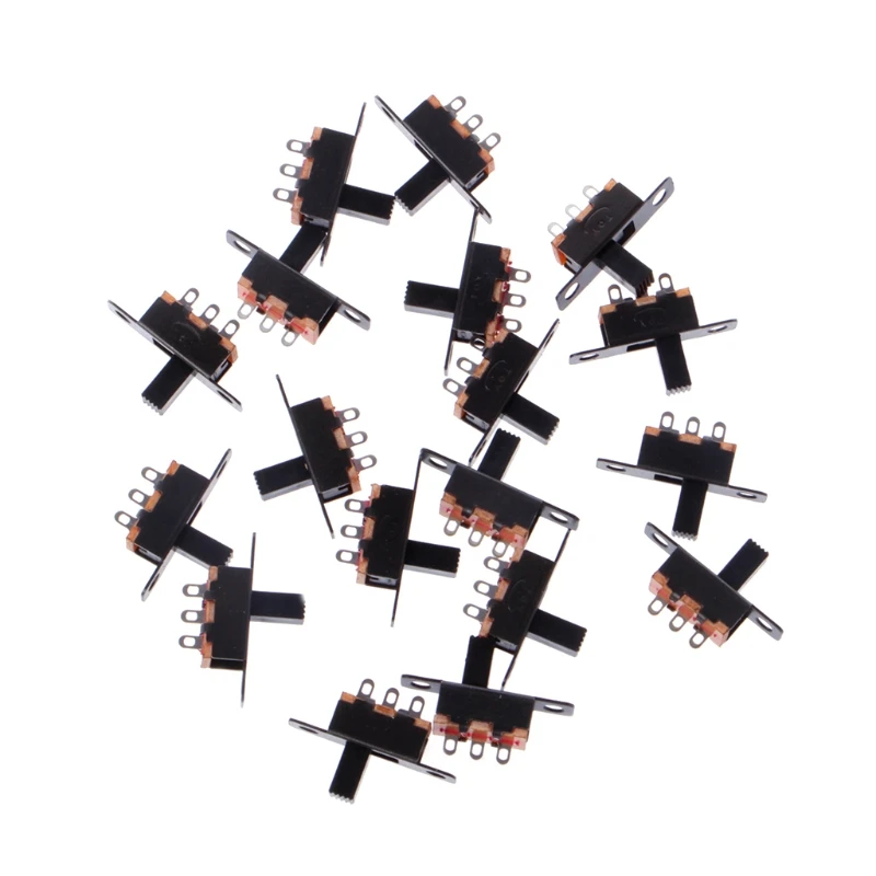 

20 Pcs DC 50V 0.5A 3 Solder Lug Pin 2 Position SPDT 1P2T Mini Panel Slide Switch