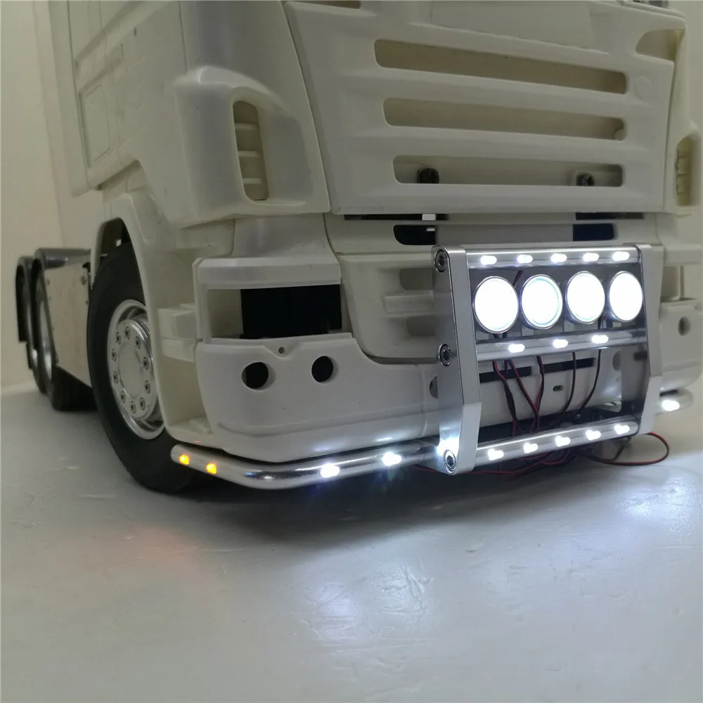 

Front Bumper with 22 Lights For Tamiya 1:14 Scania Series Tractor 620 56323 730 Front Bumper RC Truck Parts