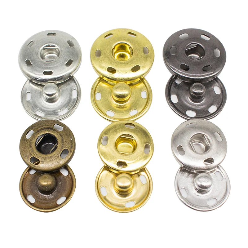 8/10/12/15/17/19/21/25mm 100Pcs Metal Snap Fasteners Press Button Garment Sewing Accessories Invisible Stud Embedded Buckle