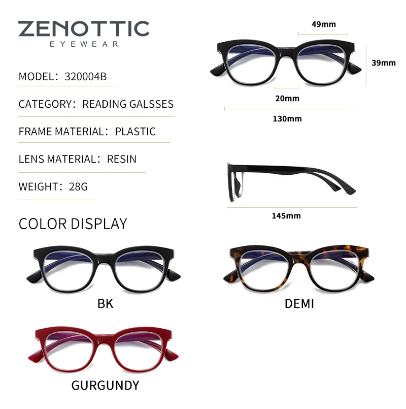 ZENOTTIC Retro Cat Eye Reading Glasses Women Anti Blue Light Presbyopia Eyeglasses Vintage Computer Eyewear Diopter 0 to +350