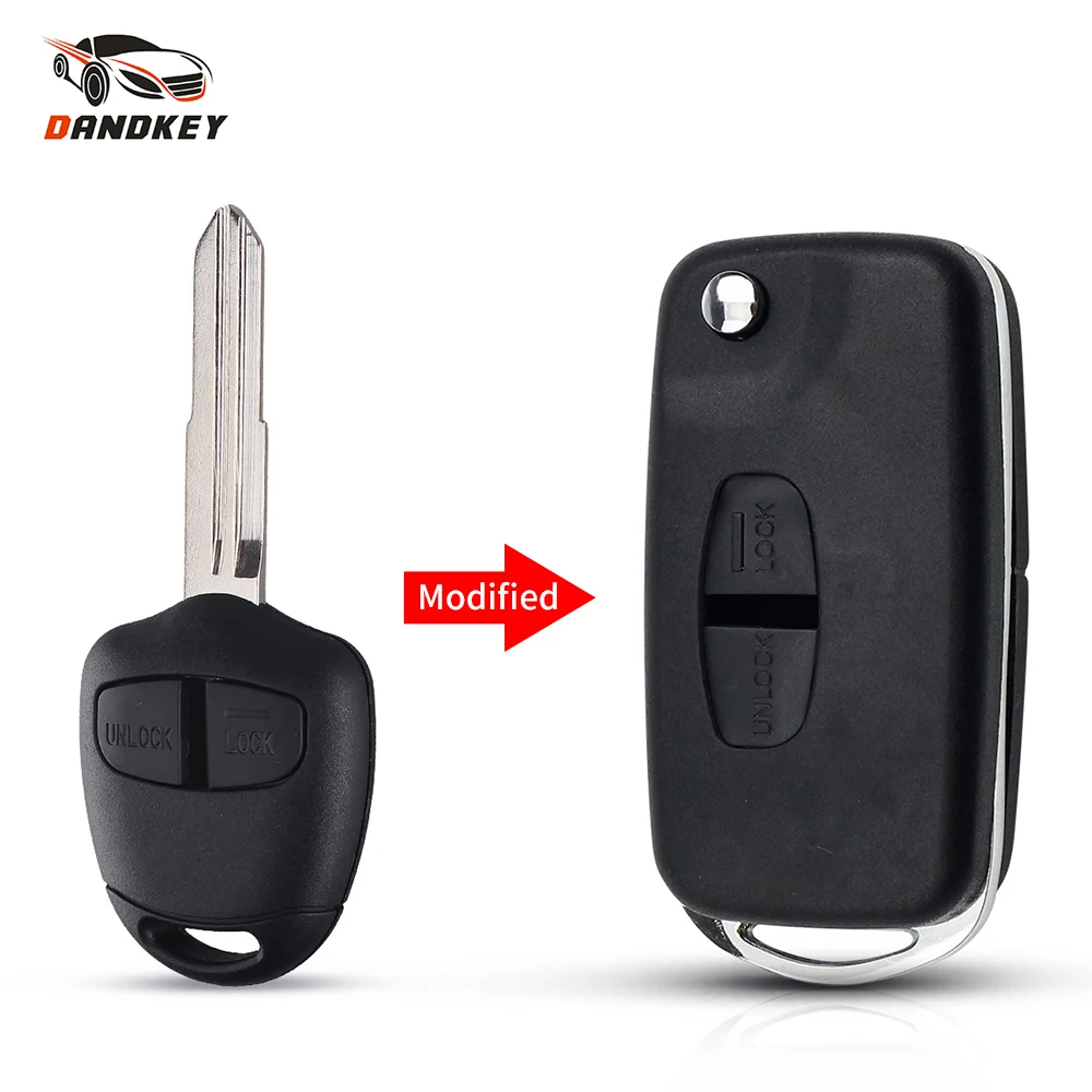 

Dandkey 2 Buttons Modified Case For Mitsubishi Pajero Sport Outlander Grandis ASX Flip Remote Key Shell Fob Uncut MIT11 Blade