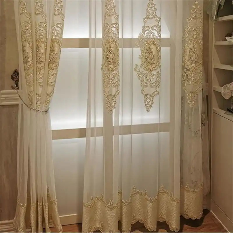 Luxus Europaische Gestickte Perle Tull Fur Wohnzimmer Edle Fenster Schlafzimmer Vorhange Sheer Voile Volant Stoff Weiss Panel 034 4 Vorhange Aliexpress