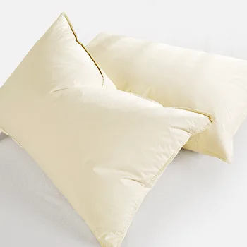 

Home Neck Sleeping Pillow 100% Cotton Face 95% Goose Feather +5% Goose Health Neck Light Down Pillow Pressure 48*74cm Zero Beige