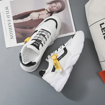 

2019 autumn sneaker color matching style female lace up breathable running shoes