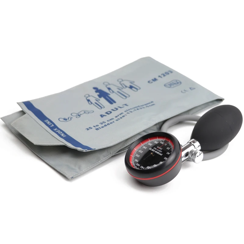 Medical Classic Gray Blood Pressure Monitor BP Adult Cuff Manometer Upper Arm Aneroid Sphygmomanometer and Manual Pressure Gauge