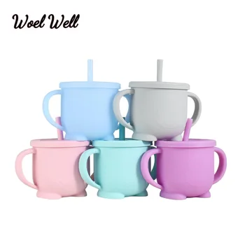 

Baby silicone Sippy Cups Feeding Cups Baby Learning stuff Baby Drinkware For Toddlers & Kids With Silicone Straw Cup Lids Solid