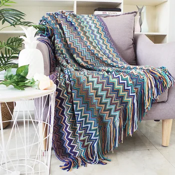 

Nordic Knitted Throw Thread Sofa Blanket On The Bed Sofa Blankets Decor Hotel Blankets Nap Travel Home Towel Soft TV Tassel