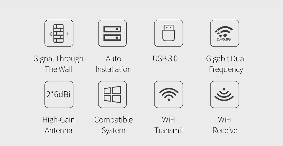 802,11 a/b/n/g/ac высокой мощности USB 3,0 беспроводной Wifi адаптер ПК Wifi адаптер 150~ 1300 Мбит/с Wlan приемник с 2* 6dbi антенна Wi-Fi