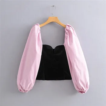 

2020 za fashion long sleeve slash neck short jumper O-neck crop top chic basic cool cropped tee short bare midriff tube top
