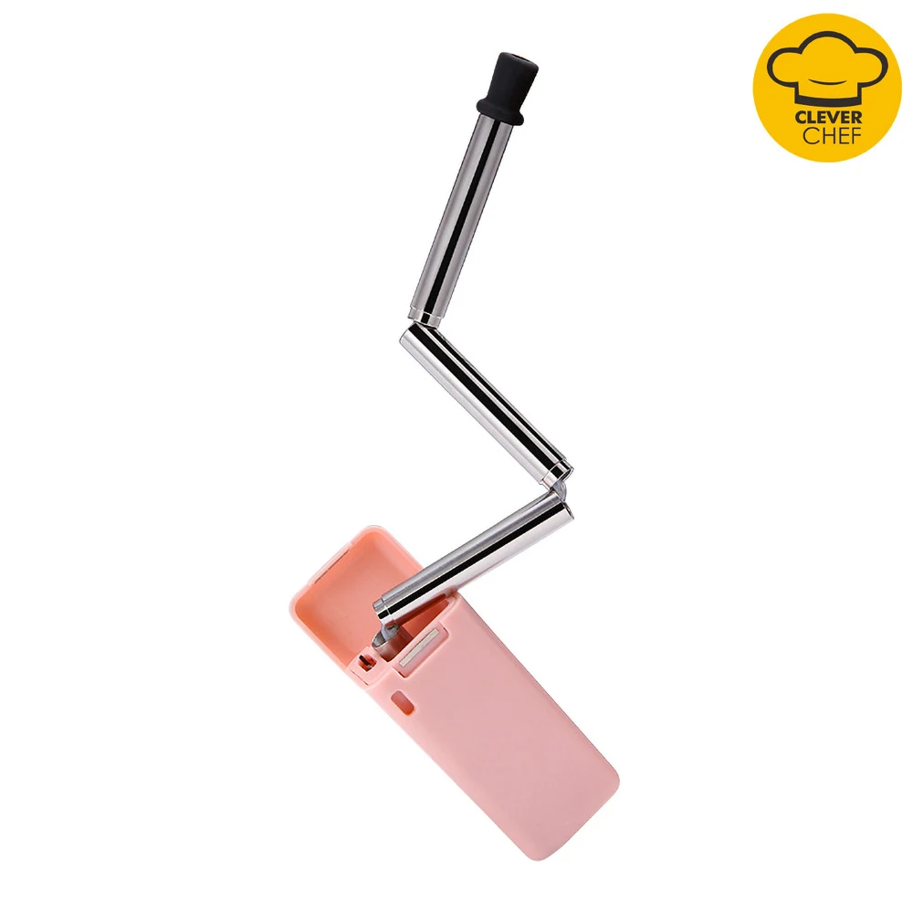 

Stainless Steel 304 Straw Reusable Foldable Drinking Straws Portable Anti-scratch Travel Cutlery Straws with Cleaner Brush