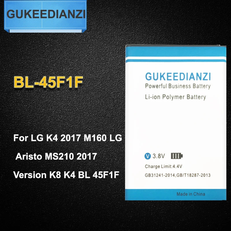 

GUKEEDIANZI 2410mAh BL-45F1F Phone Battery For LG K4 2017 M160 Aristo MS210 2017 Version K8 K4 Replacement Rechargeable Battery