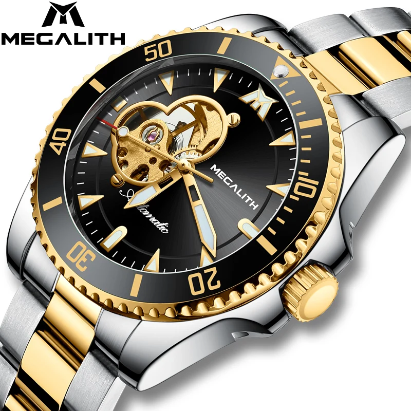 Часы наручные MEGALITH Мужские механические брендовые Роскошные спортивные