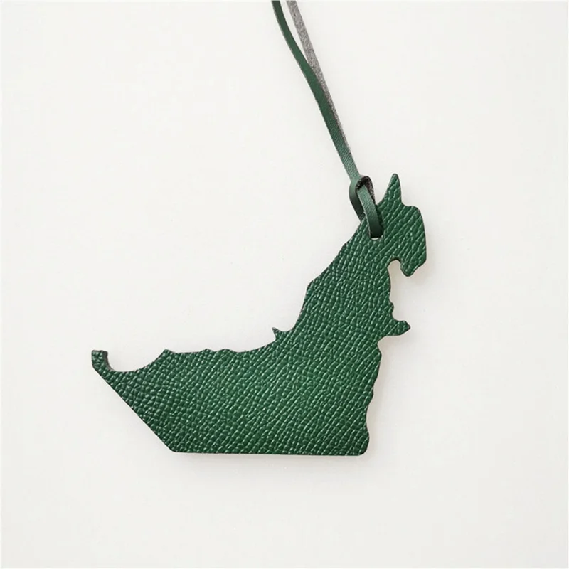 Famous Brand Luxury Fashion Genuine Leather The United Arab Emirates  Map Keychain For Keys Women Bag Charm Backpack Pendant