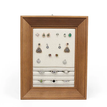 

New Earring Displays Tray Khaki Resin Linen Wall Hanging Photo Frame Jewelry Ring Pendent Multifunction Organize Storage Stand