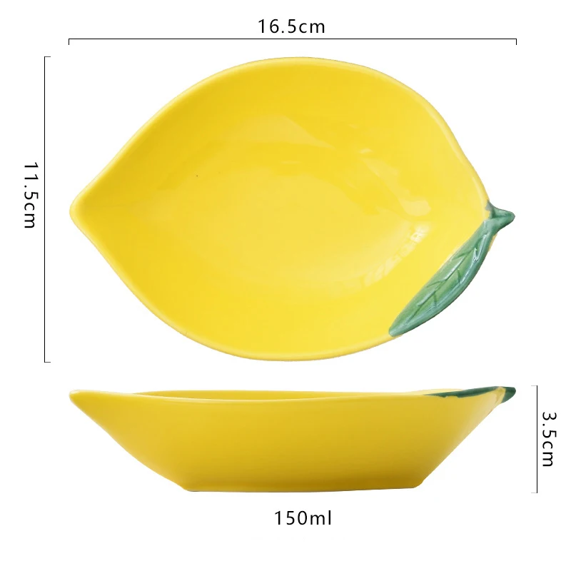 Lemon bowl Креативная керамическая Салатница в форме авокадо, милая Клубника, десертная тарелка для закуски, блюдо черника, лимон, посуда - Color: Lemon bowl