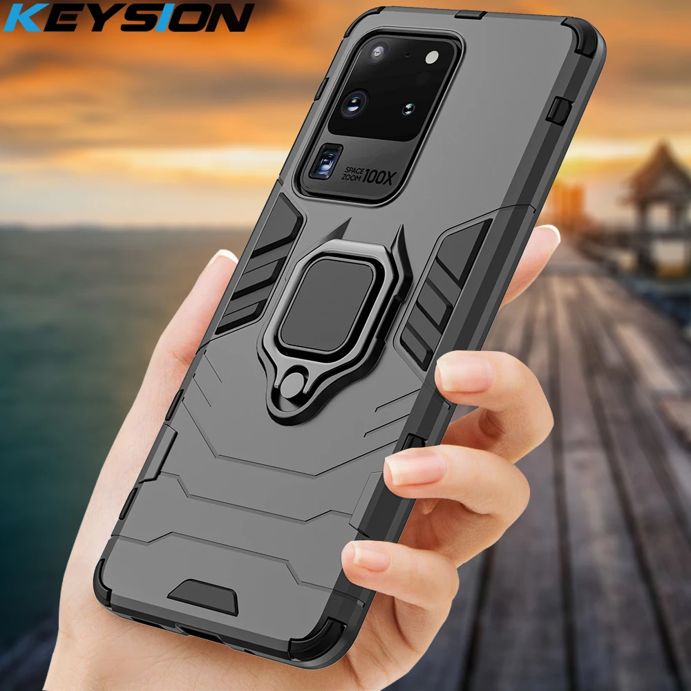 Ударопрочный чехол KEYSION для Samsung S20 Ultra Plus с кольцом и подставкой Galaxy S10 Lite S10e S8 S9