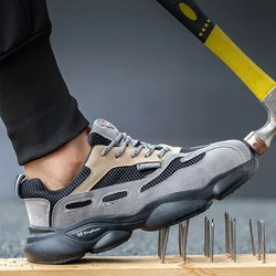 Chaussures de sécurité avec embout en acier pour homme, baskets de travail légères et indestructibles, Anti perforation 