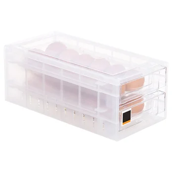 

1pc Double Layer Drawer Egg Box 24 Grid Plastic Eggs Tray Holder Container Refrigerator Food Preservation Box