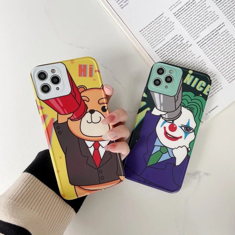 Cute Cartoon Anime Clown Bear Korean Phone Case For iPhone 12 11 Pro Max X  Xs Max Xr 7 8 Puls SE 2020 Cases Soft Silicone Cover - AliExpress  Cellphones & Telecommunications