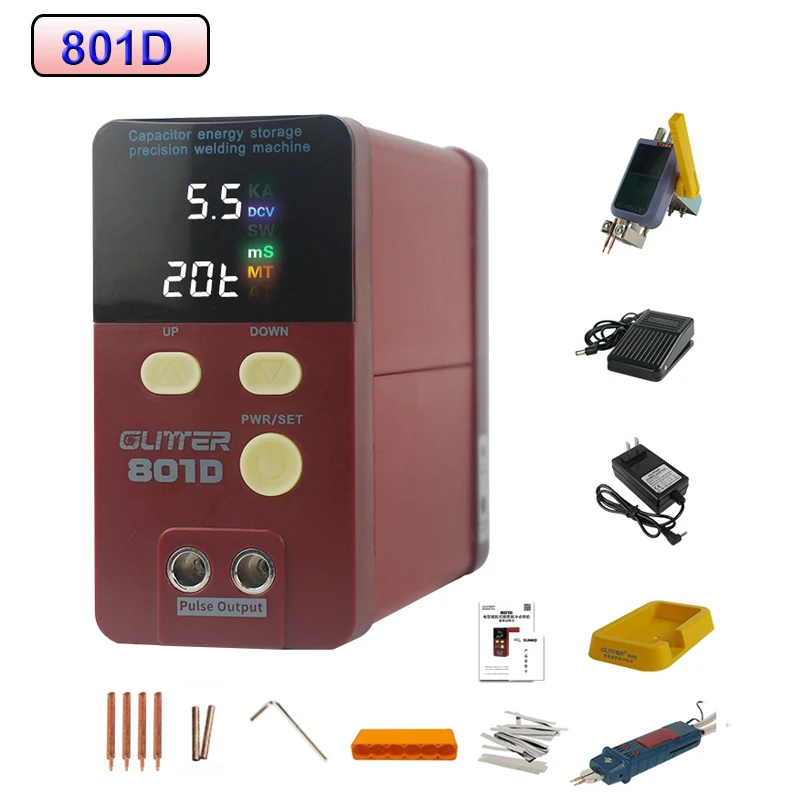 12KW 801D Spot Welding Machine 110-220V Energy Storage Type Small Welding Battery Stainless Steel Iron Nickel Mobile Spot Welder best soldering iron for electronics Welding Equipment