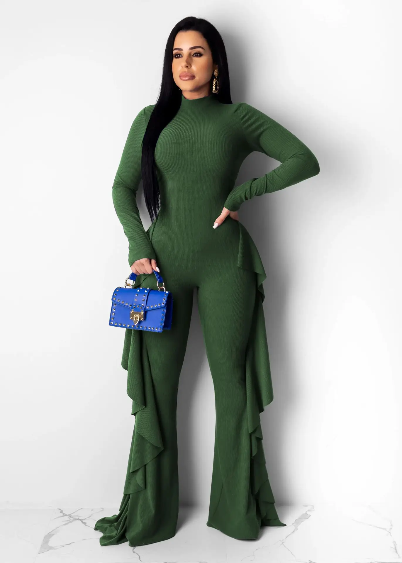 ChocoMist Jumpsuits Elegant Solid  Ruffles Design Jumpsuit  2521