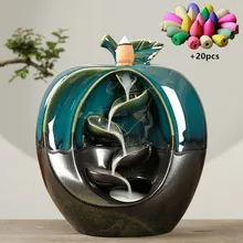 Яблока груши в форме курильница для благовоний горелка водопад печь для ароматерапии курильница ладан держатель домашний декор+ 20 шт пирамидки благовоний