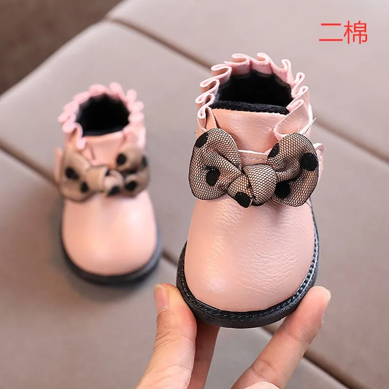 Boots Kids Fashion Shoes Children Autumn Girls Baby Winter Short Bow-Tie