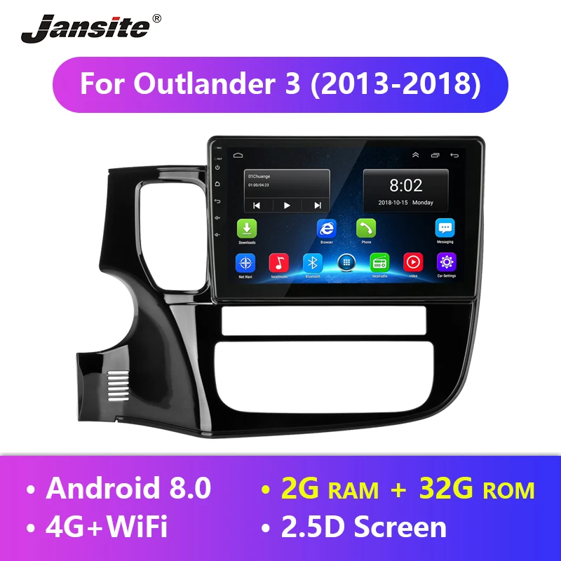 Jansite 10 &quotAndroid автомобильный радиоприемник для Mitsubishi Outlander 3 2013 2018 4G Android 8 0 2.5D